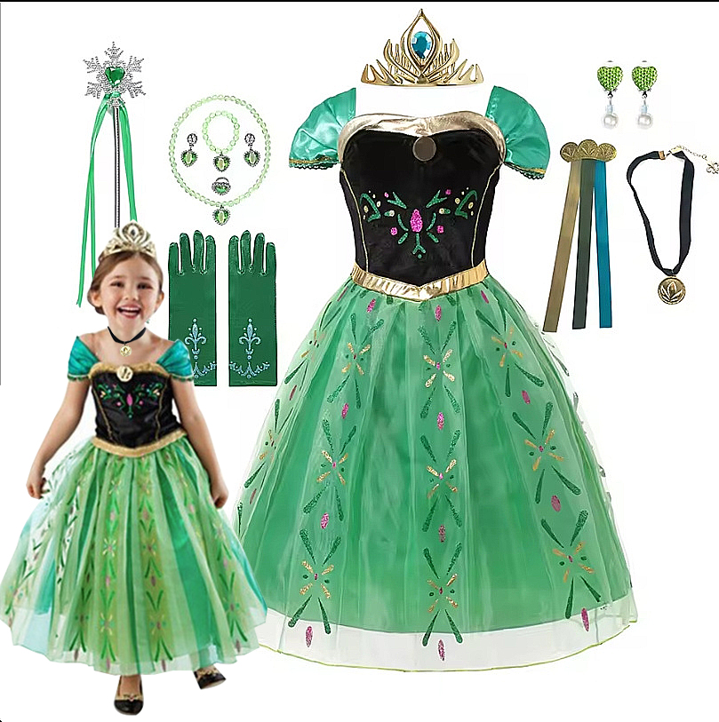 Summer Kids Clothing - Anna Costume For Kids Girl Fancy