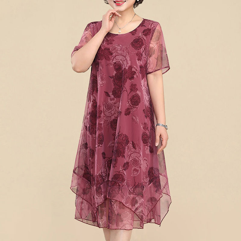 NEW O-Neck Short Sleeve Dresse - đánh giá và giá Summer Clothing For 60 Year Old Woman