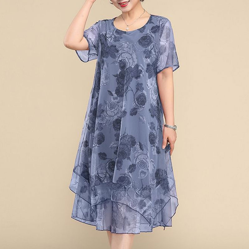 NEW O-Neck Short Sleeve Dresse - đánh giá và giá Summer Clothing For 60 Year Old Woman