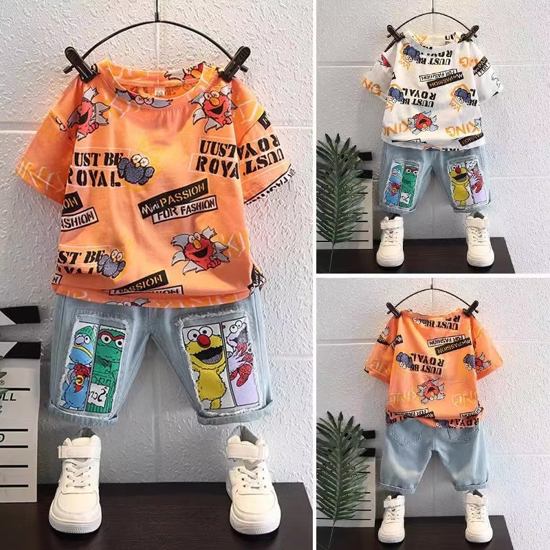 Cute Cartoon Print Short Sleev - đánh giá và giá Summer Clothing Drawing For Kids