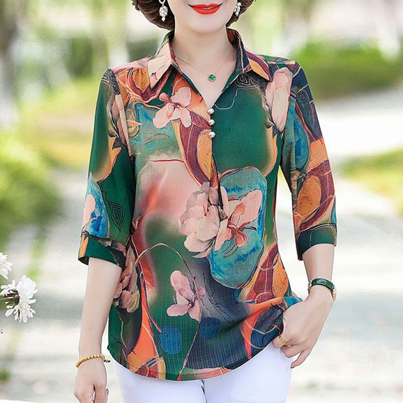 Summer Vintage Floral Printed  - đánh giá và giá Summer Clothing For 60 Year Old Woman