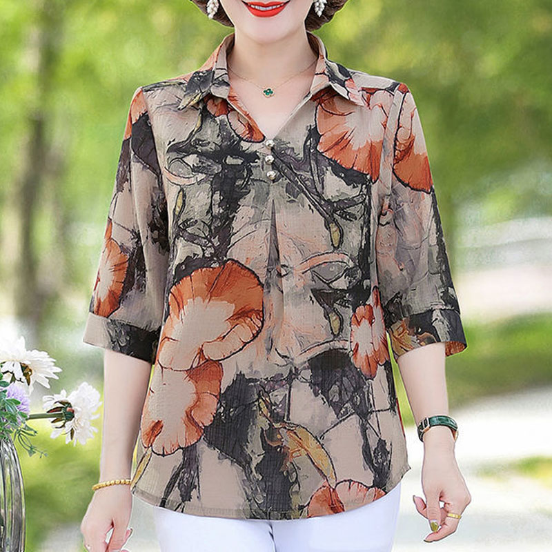 Summer Vintage Floral Printed  - đánh giá và giá Summer Clothing For 60 Year Old Woman