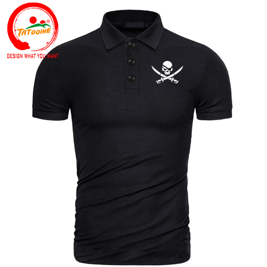 Pirate Skull Logo Print Polo S - đánh giá và giá Summer Clothing Logo