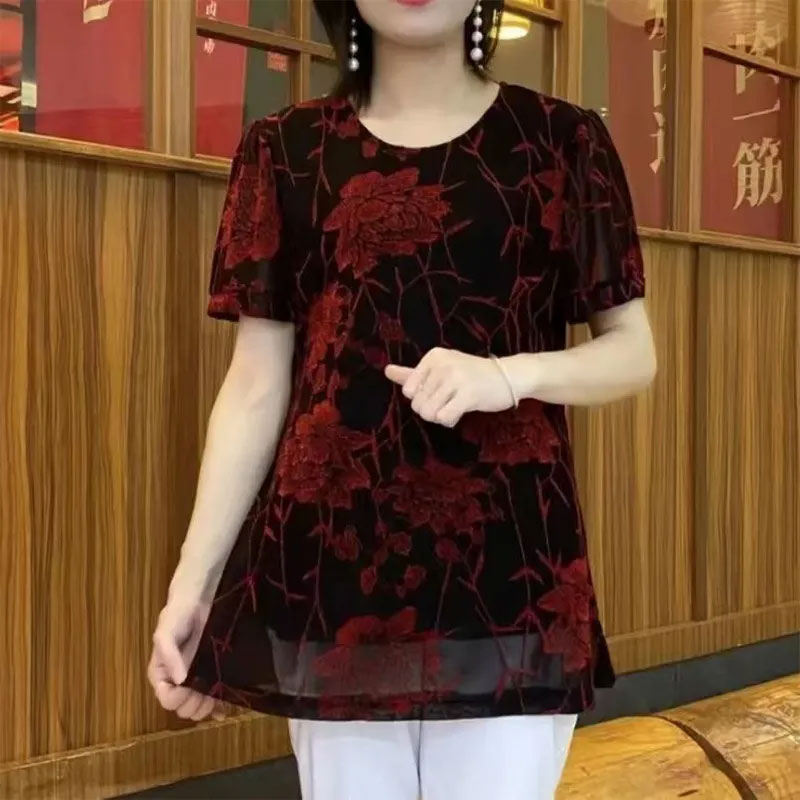 New Floral Bright silk Gauze p - đánh giá và giá Summer Clothing For 60 Year Old Woman