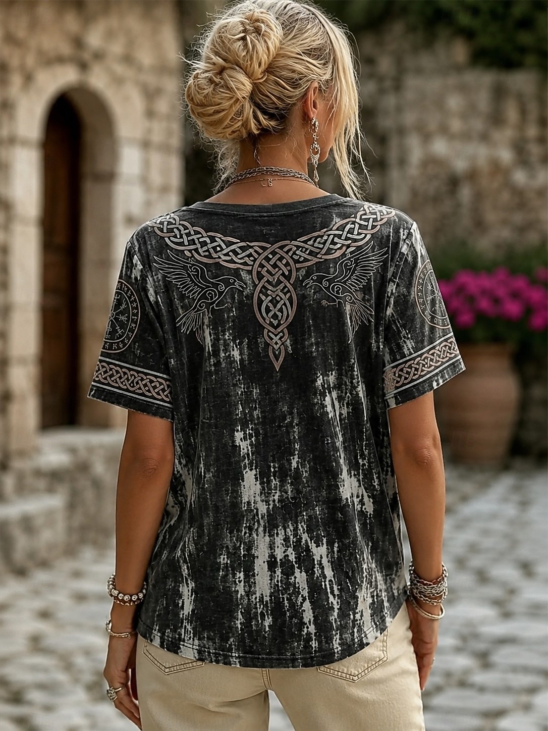 Women V Neck Short Sleeve T-sh - đánh giá và giá Summer Viking Clothing