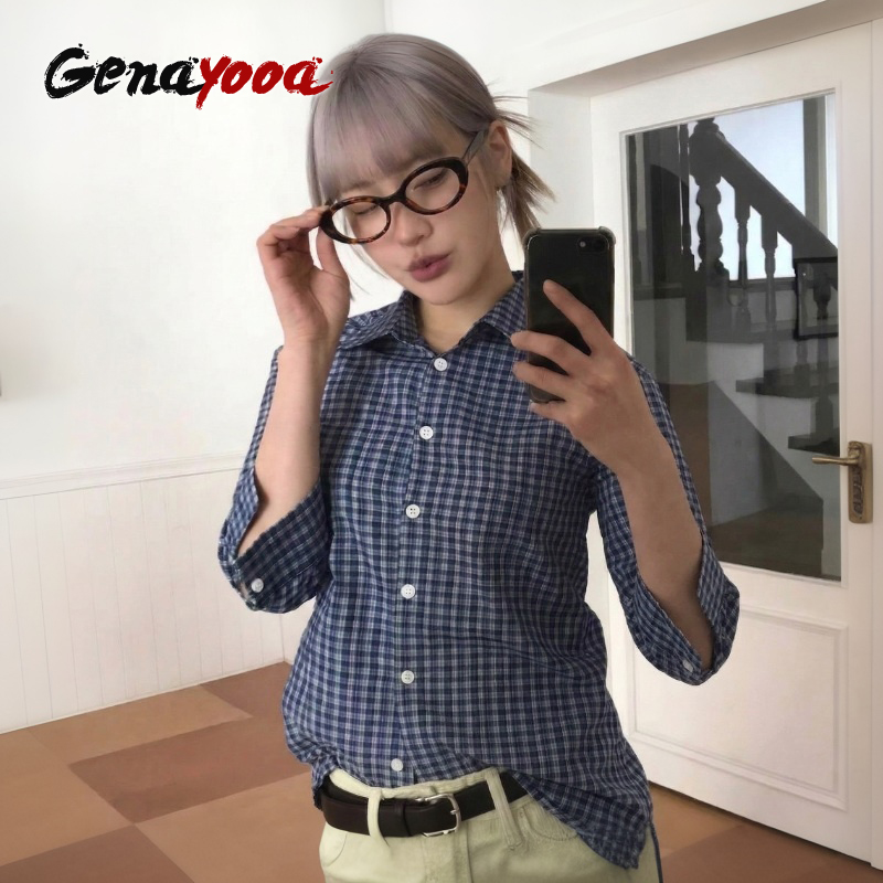 Genayooa Y2k Plaid Shirt Women - đánh giá và giá Summer Grunge Clothing