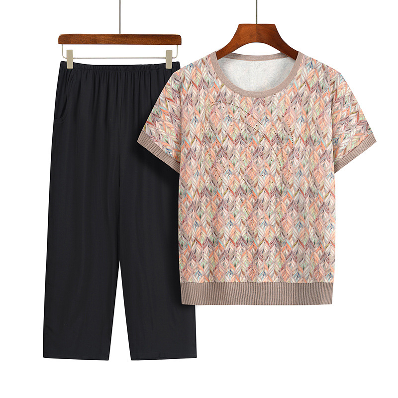 Casual Summer Grandma Two-Piec - đánh giá và giá Summer Clothing For 60 Year Old Woman