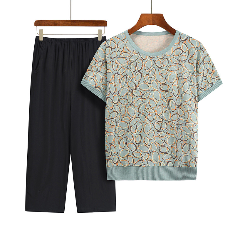 Casual Summer Grandma Two-Piec - đánh giá và giá Summer Clothing For 60 Year Old Woman