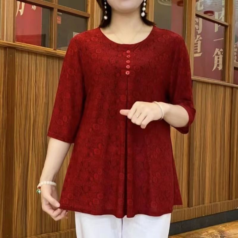 Vintage Printed T-shirt Casual - đánh giá và giá Summer Clothing For 60 Year Old Woman