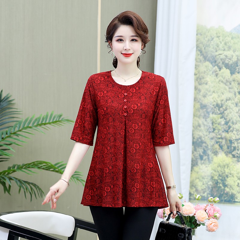 Vintage Printed T-shirt Casual - đánh giá và giá Summer Clothing For 60 Year Old Woman